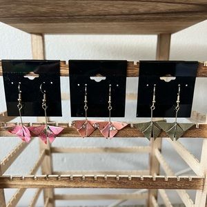 Origami butterfly drop earrings
